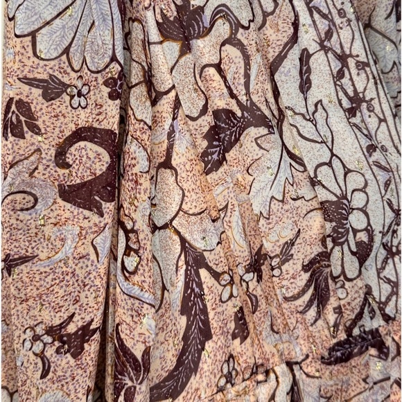 094. O.P.T Pink Floral Ruffle Long Sleeve V-Neck Dress - Picture 6 of 7